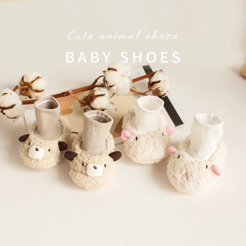 0-1岁宝宝加厚袜子婴儿可爱卡通地板鞋子可爱超萌冬款袜鞋保暖