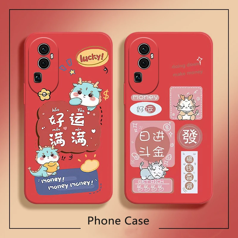 好运满满opporeno10手机壳reno10pro+液态硅胶软全包男女情侣防摔