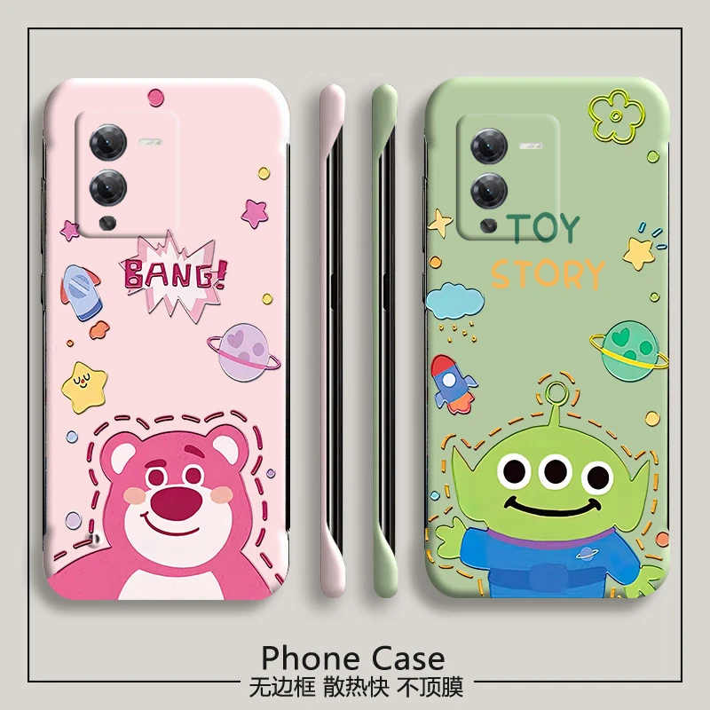 草莓熊vivos15手机壳s15e无边框s15pro半包超薄卡通防摔女散热