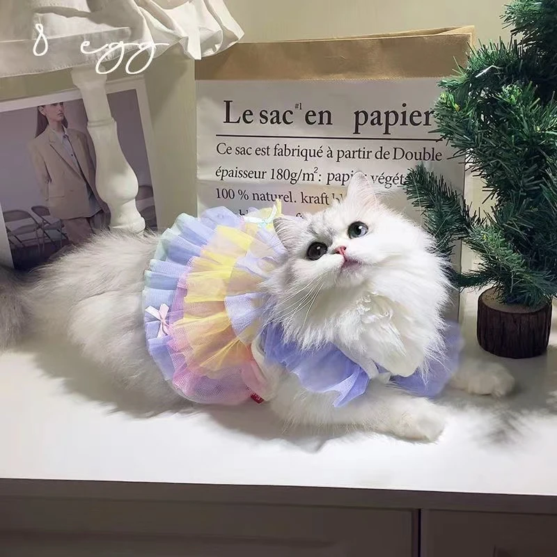 ins宠物猫猫咪衣服狗狗夏薄连衣裙蕾丝网纱可爱洋气