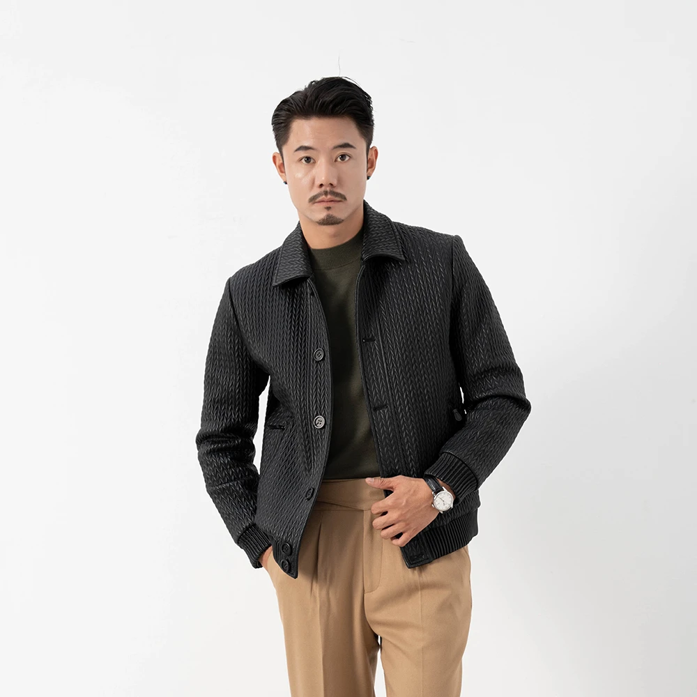 乔飒男士秋冬真皮休闲外套加棉