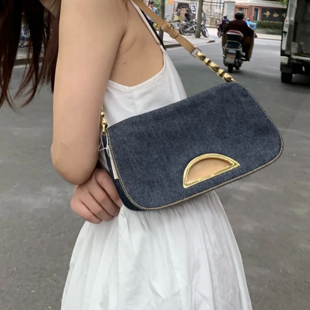 95新 DIOR/迪奥 迪奥经典丹宁腋下包