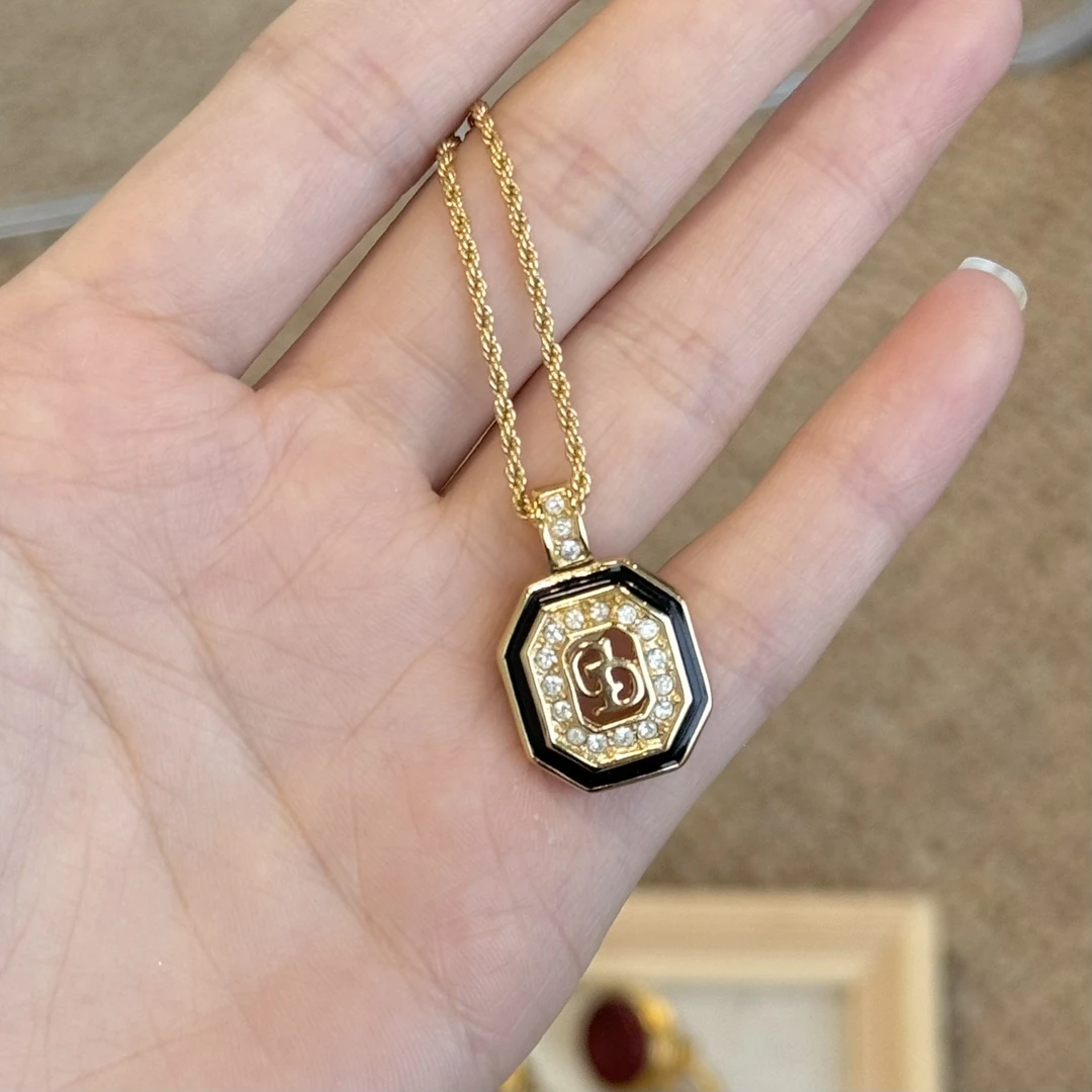 95新 DIOR/迪奥 迪奥黑金镂空项链