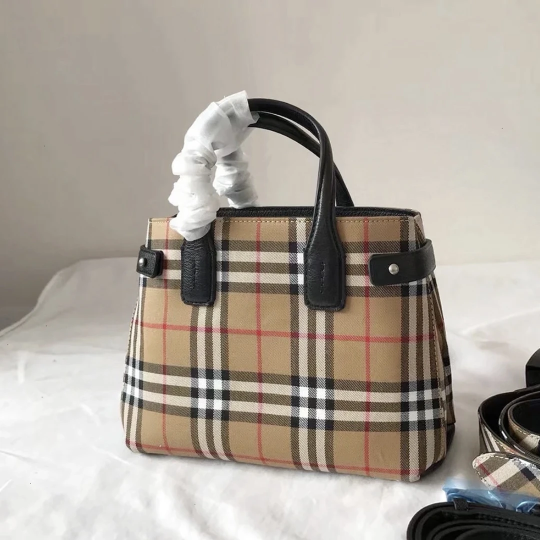 95新 BURBERRY/博柏利 经典格纹手提单肩包