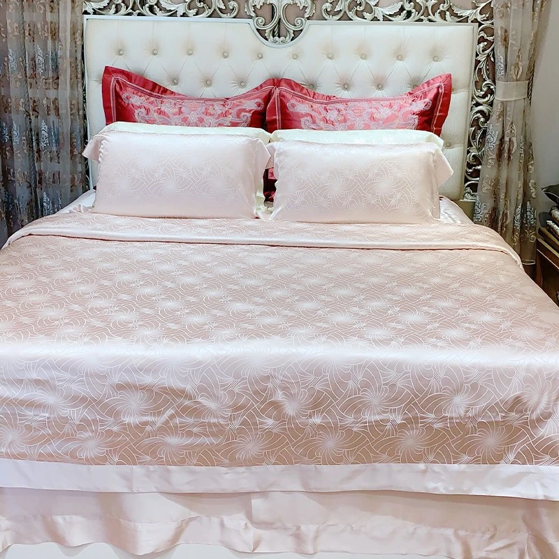 直播间微瑕真丝四件套匹染提花配纯色桑蚕丝四件套丝绸床品