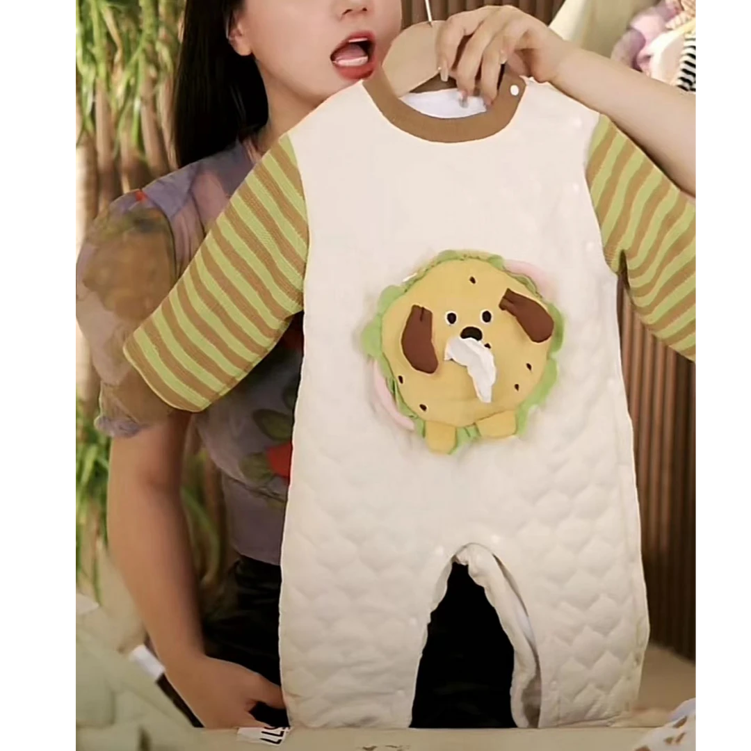 （纸巾汉堡）冬款男女宝宝婴幼儿爬服连体哈衣