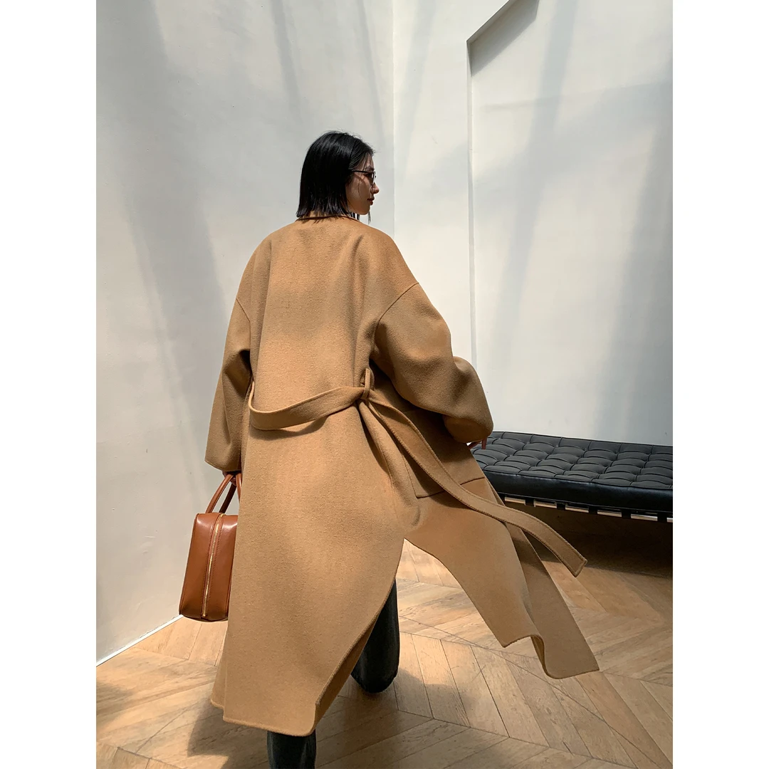 蒋蒋cheeze 100羊毛气质双面呢大衣女宽松秋冬J23D6173R