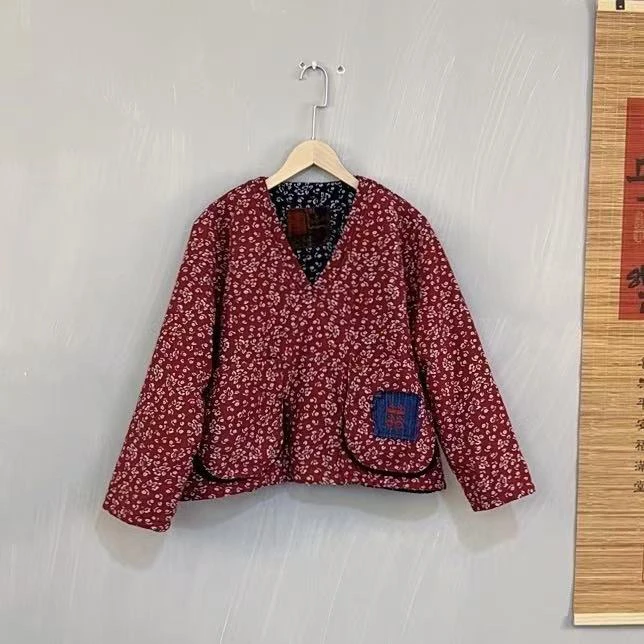 中式棉袄女中国风复古棉衣薄棉外穿文艺范两穿加厚外套秋冬