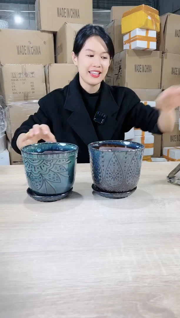 【闪购商品】陶瓷15cm以下两套深蓝配托盘15X14两个