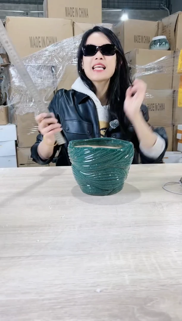 【闪购商品】陶瓷15cm-20cm浮雕墨绿19X14