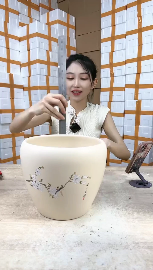 【闪购商品】陶瓷20CM以下蛋型喜上米黄大号23x22