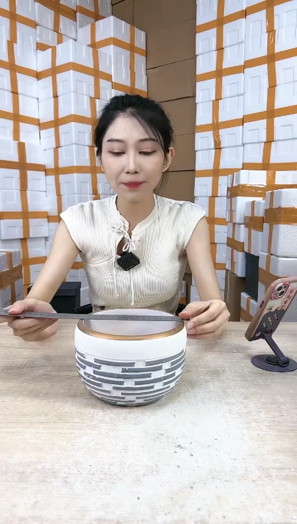 【闪购商品】陶瓷20CM以下蝴蝶兰灰格子18x12