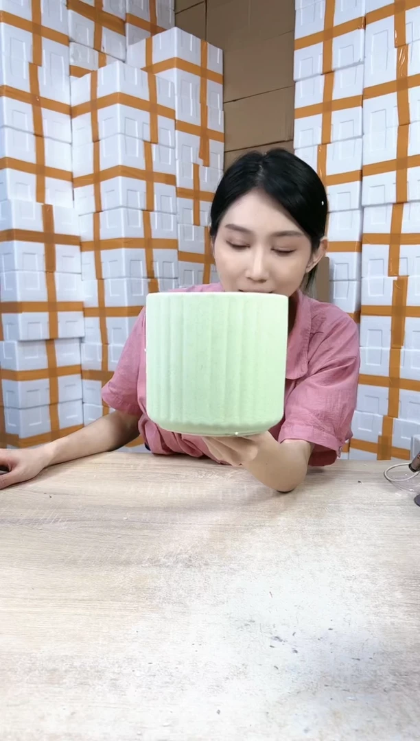 【闪购商品】陶瓷20CM以下花型浅绿麻14x13