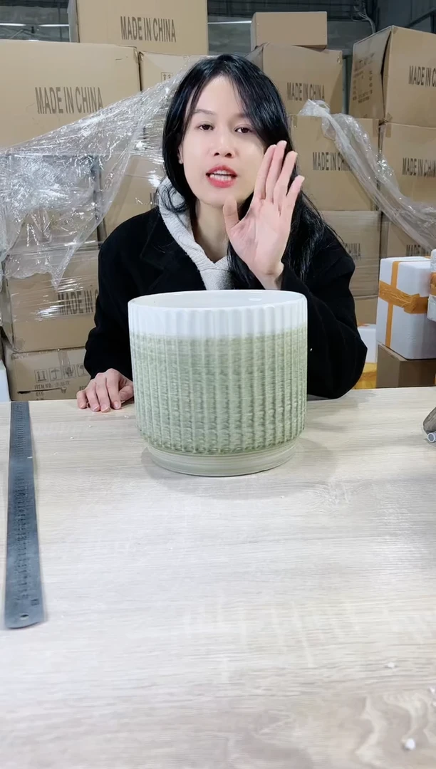 【闪购商品】陶瓷15cm-20cm条纹白口刷色大号21X19