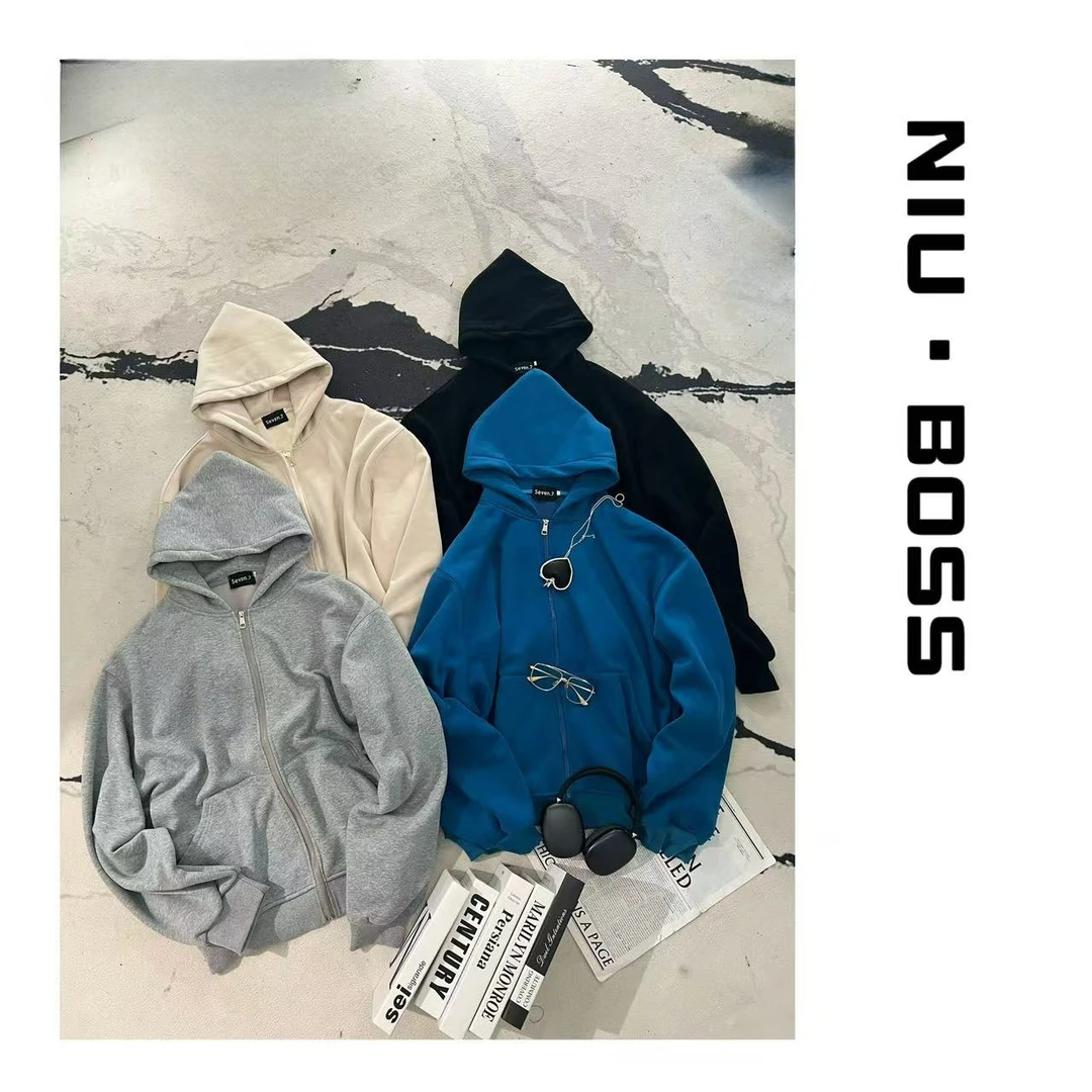 Three Ten. N大码250斤“休闲风”420克纯色加绒连帽外套韩版运动