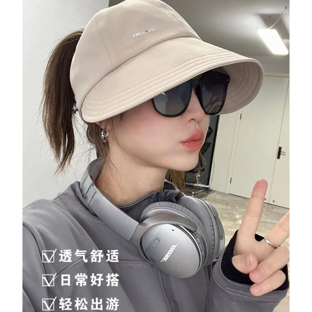 休闲韩版升级户外透气遮阳太阳帽速干可调节可扎高马尾渔夫帽春夏