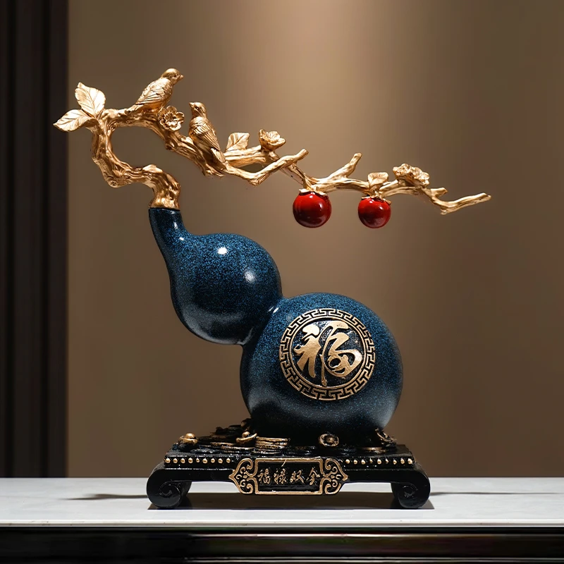 新中式家居玄关酒柜柿柿如意葫芦摆件乔迁之喜创意装饰品新居礼物