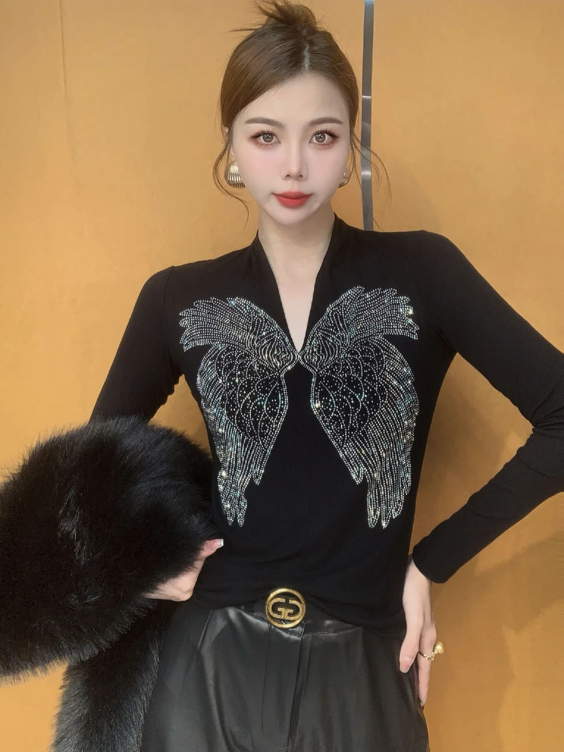 2023新款时尚欧货重工显瘦秋冬气质女装新款设计感长袖上衣901ins