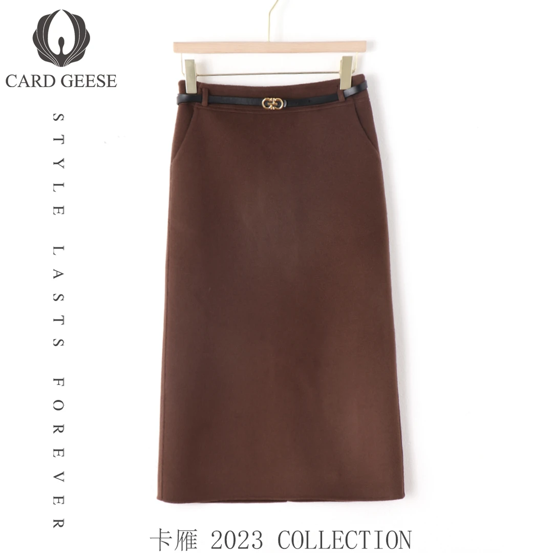卡雁CARD GEES【送腰带】时尚秋冬双面呢羊毛半裙MYJ2-23A167-23106
