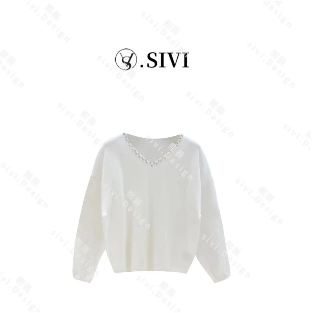 SIVI【引人入胜】2023冬季轻奢气质洋气毛衣时髦百搭休闲外套F2597