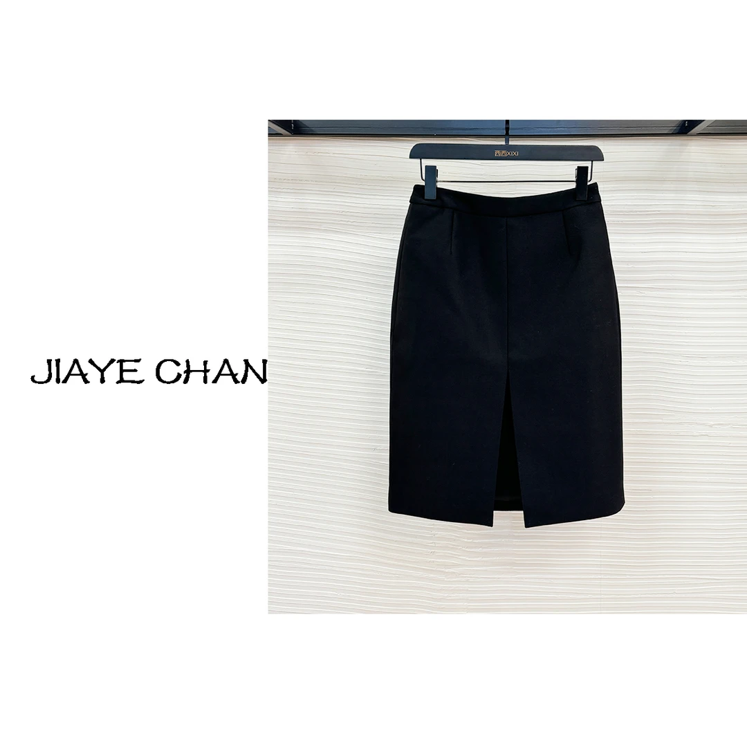 JIAYE CHAN高腰显瘦前开叉百搭半身裙