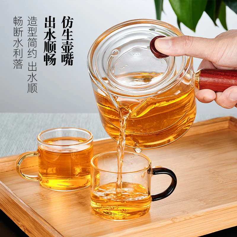 围炉可爱家用入冬神器红檀木侧把茶壶茶具套组硼硅玻加厚简约耐热