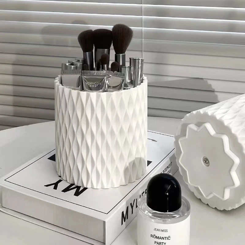 艺居良品旋转化妆收纳筒定制眼影置物架宿舍桌面笔筒神器塑料盒