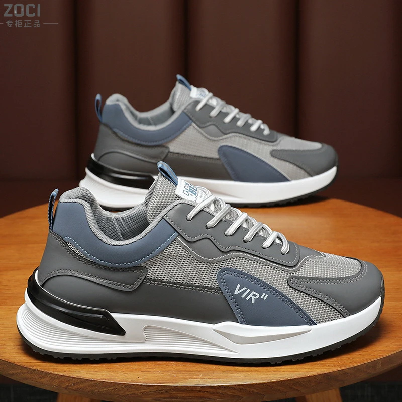 ZOCI运动鞋男款2024春季新款潮鞋子男休闲网面跑步厚底老爹鞋男鞋