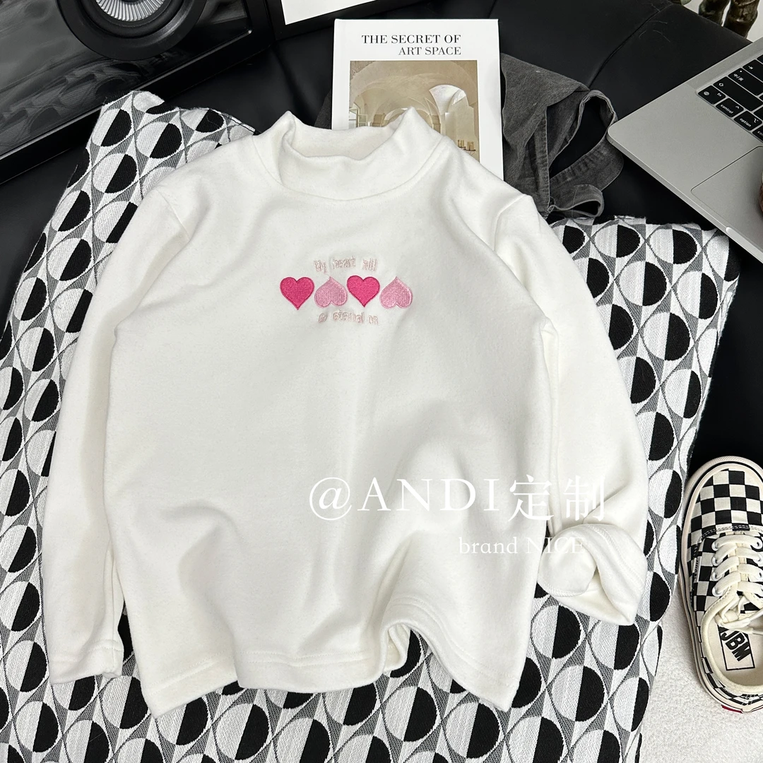 〖ANDI*小爱心〗订制春秋季新款百搭拼色爱心打底衫1404