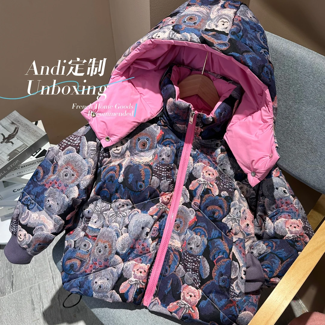 〖ANDI〗儿童羽绒服*订制秋冬季中大童韩版熊熊满印连帽羽绒服2036