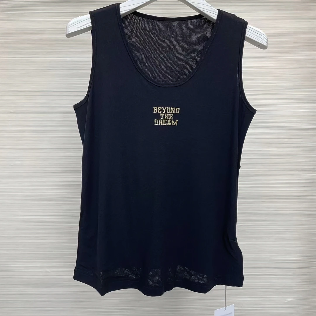 BX92001 夏季新款简约修身背心无袖百搭时尚刺绣夏季字母吊带打底