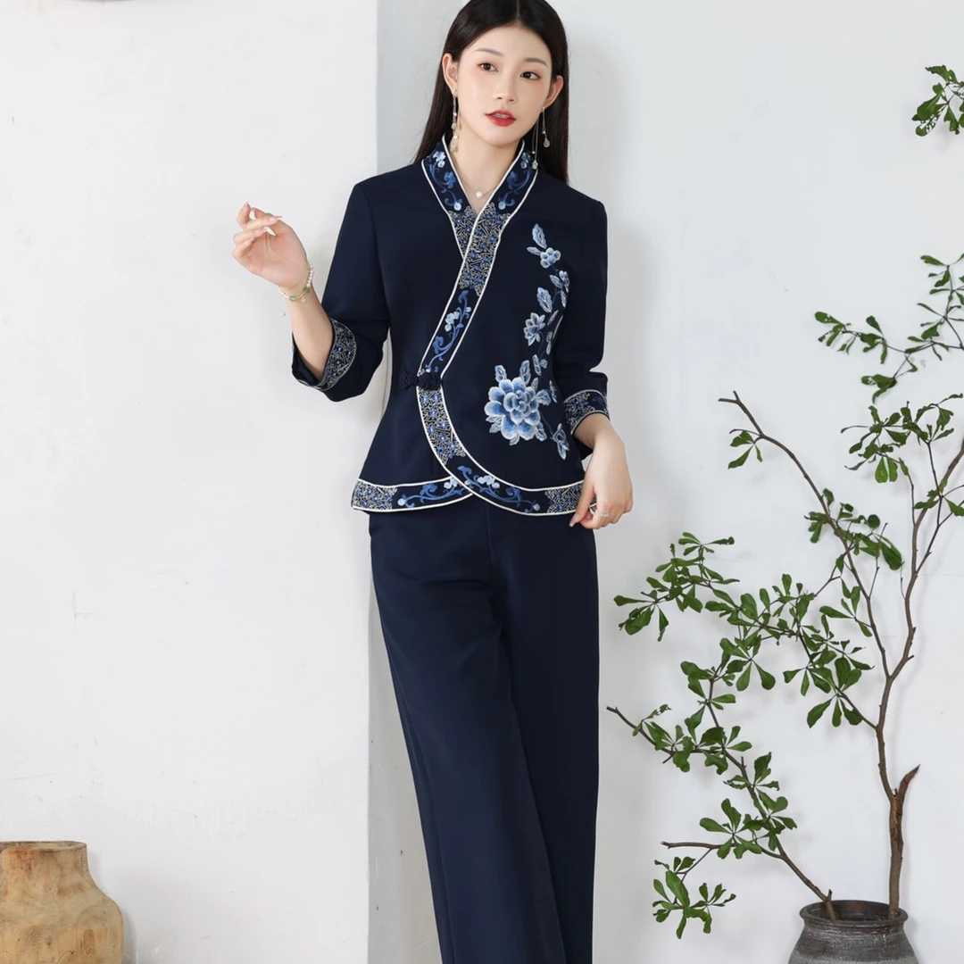 2289新中式重工刺绣厚面料西服套装Y