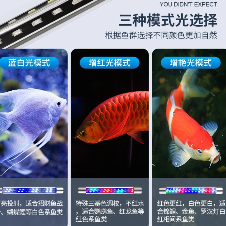 赏鱼鱼缸灯广角led防水全光谱三色变光增艳增色潜水灯水族箱灯管