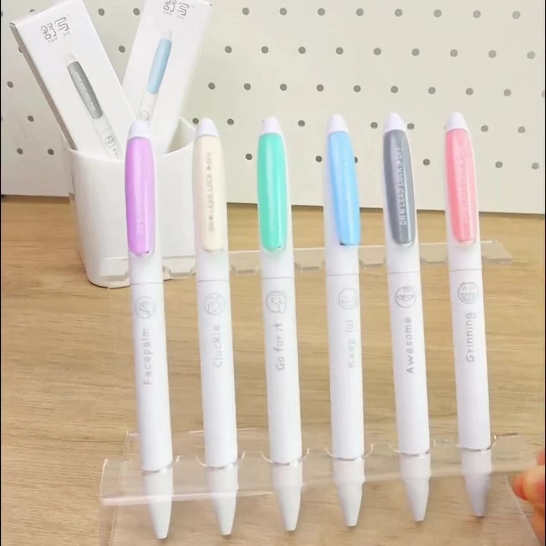 舒写按动开关中性笔速干刷题笔软握不累手高颜值水性笔黑色0.5