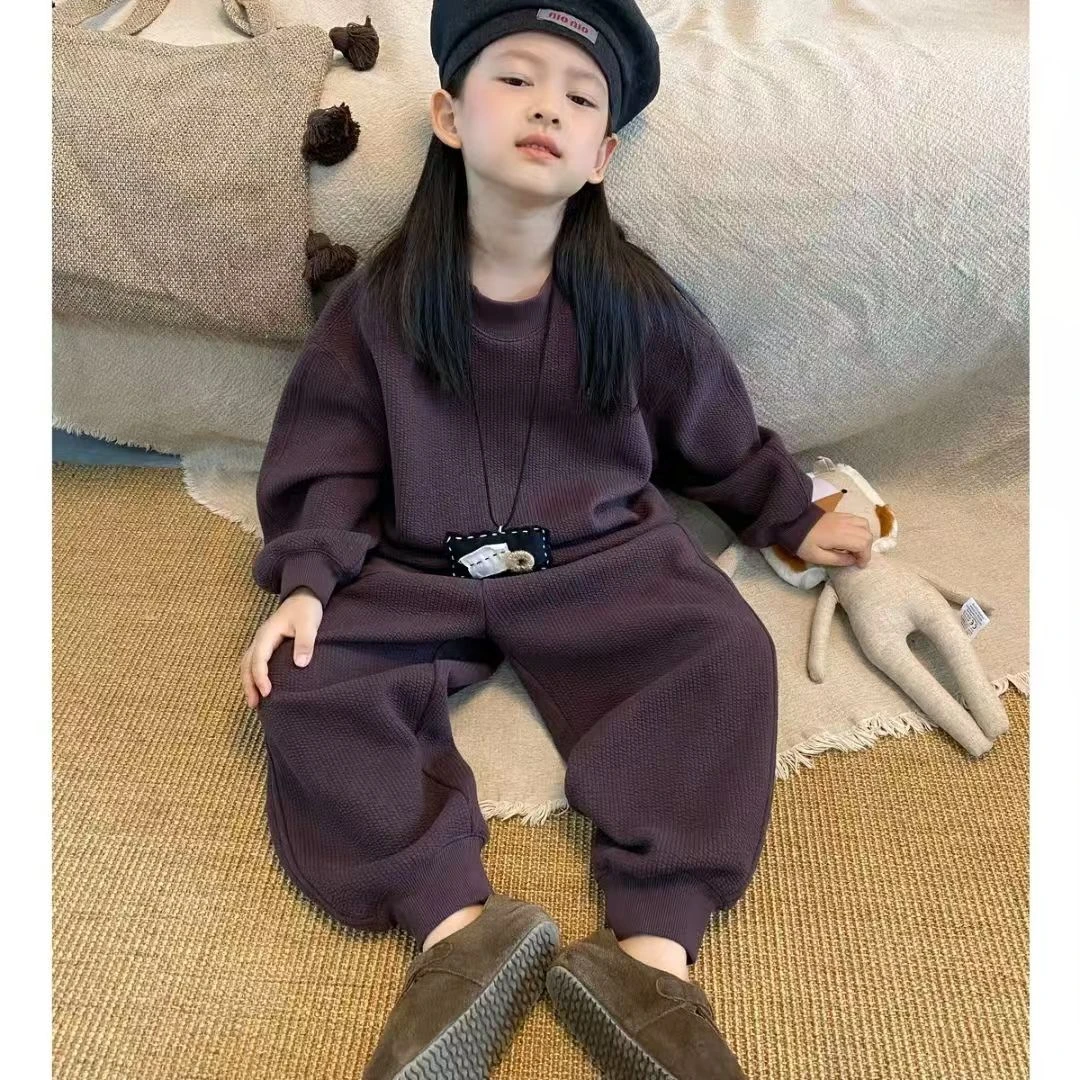 休闲运动时髦2025新款中性款秋冬季时尚一体绒洋气春装两件套