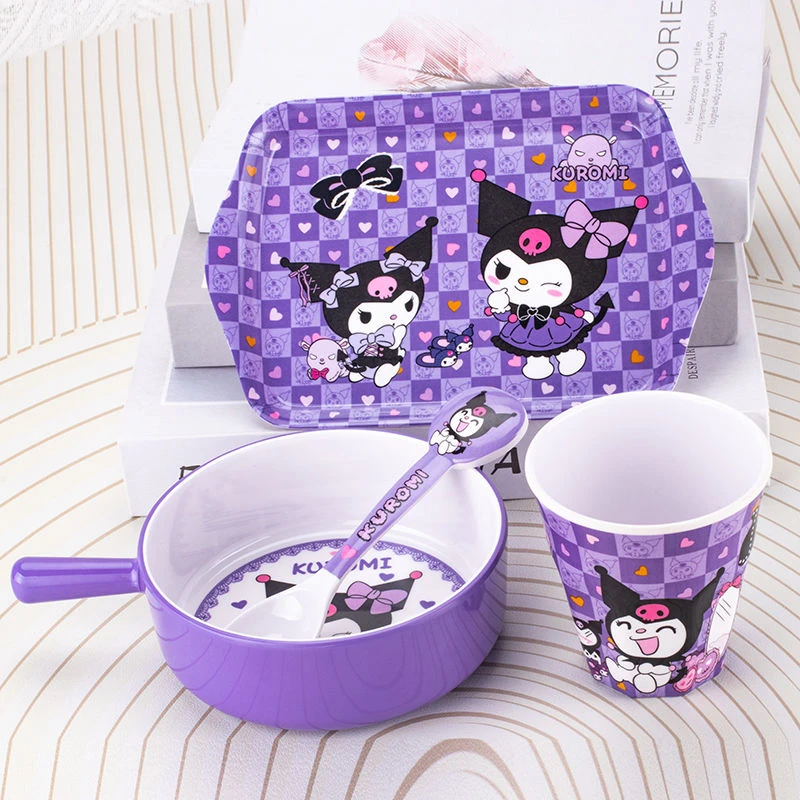 儿童碗宝宝餐具卡通库洛米家用防烫食品级餐盘吃饭专用学生家庭装