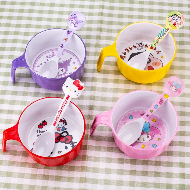 可爱手把碗儿童吃饭专用碗宝宝碗耐摔防烫食品级密胺幼儿园婴儿碗