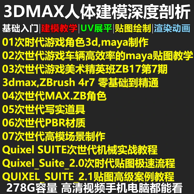 3d max高级人物模型建模教程素材maya游戏角色模型基础入门到精通