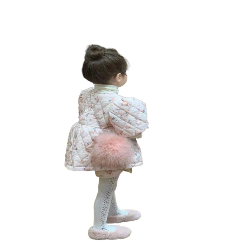 女童拜年服休闲碎花夹棉上衣裤子两件套潮复古加厚秋冬拜年服儿童