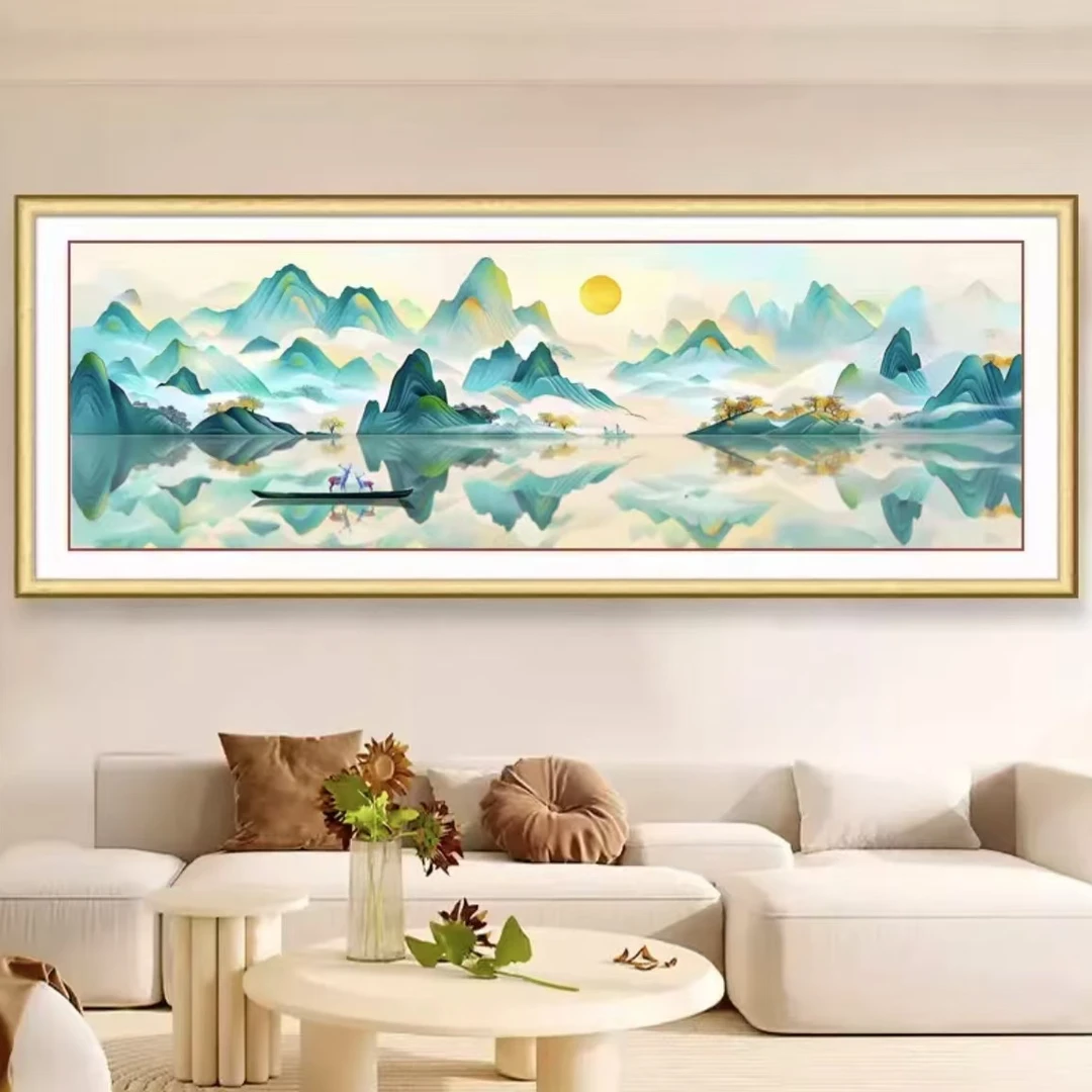 2024年新款十字绣绿意盎然金山轻奢麋鹿简约北欧风格子印花剪裁