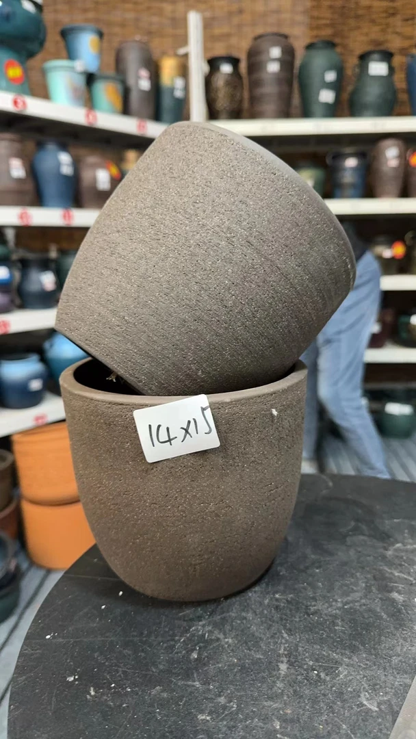 紫砂手工透气花盆绿植盆栽大口径户外庭院落地颜色陶罐特价粗陶罐