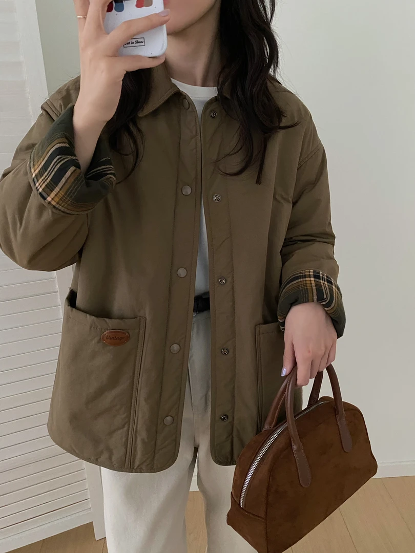 小雅姐姐  百搭翻领暗扣大口袋外套HZ66