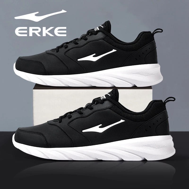 鸿星尔克男鞋2025秋秋冬新款皮面官方旗舰保暖跑步鞋中老年爸爸鞋