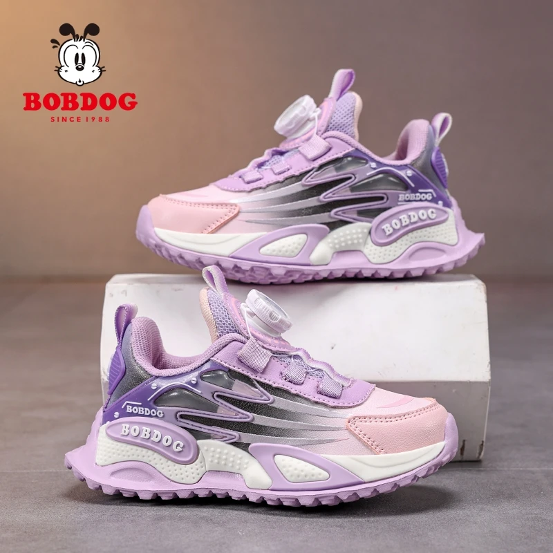 巴布豆女童运动鞋2025秋季新款皮面儿童鞋子女大童跑步鞋秋冬加绒