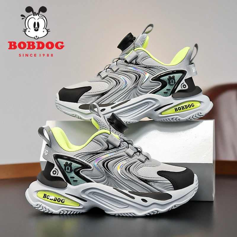 巴布豆童鞋男童鞋子春秋款2024新款中大童皮面防水男孩儿童运动鞋