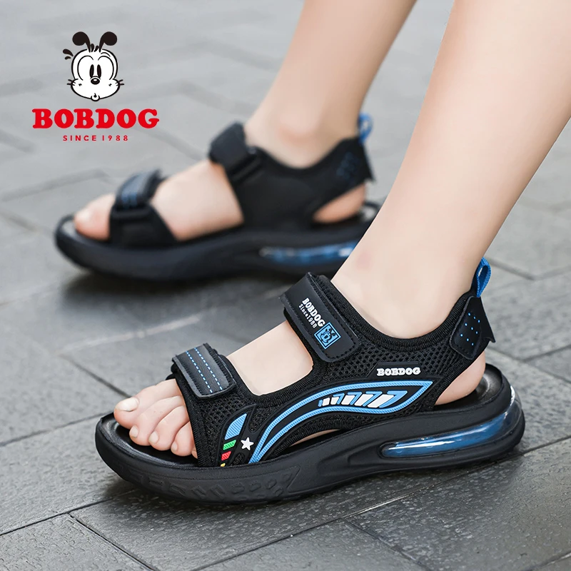 巴布豆儿童运动凉鞋6-12岁中大童夏季休闲软底防滑小男孩时尚凉鞋