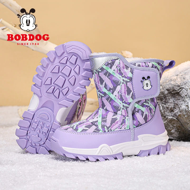 巴布豆儿童雪地靴2025冬季新款女童鞋大棉鞋加厚女孩加绒鞋女孩鞋