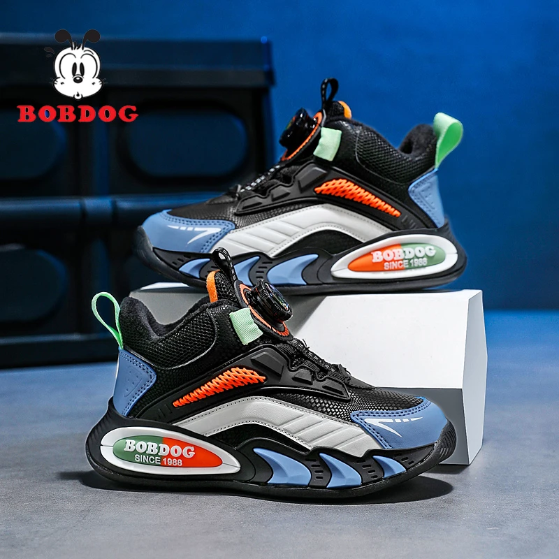 巴布豆儿童运动鞋男童鞋子2025新款冬季加绒保暖二棉鞋男孩童鞋潮