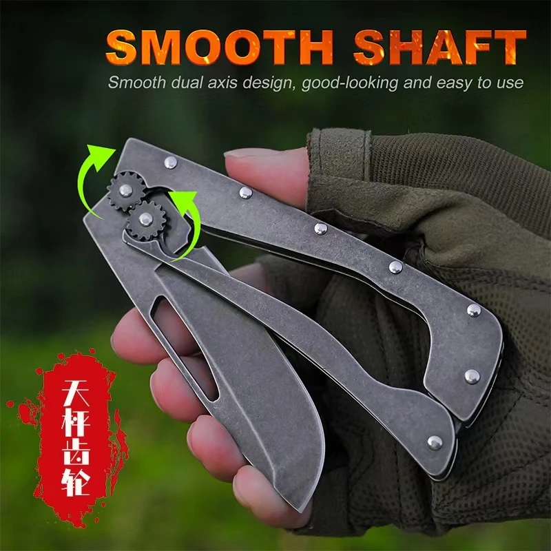 天秤齿轮高硬度全钢折叠小刀水果刀牛排刀餐刀