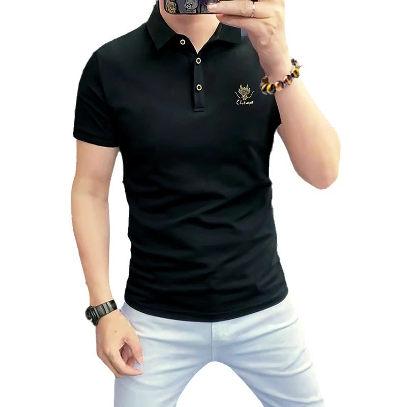 2024新款男士短袖Polo衫翻领半袖时尚合身型男装夏季休闲舒适透气